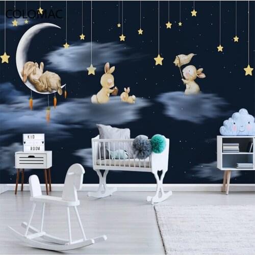 Colomac Custom Creative Childrens Room Background Wallpaper Star Moon Decoration Mural Living Room Decorative Drop Shopping
