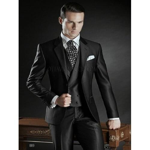 New Arrival One Button Groomsmen Notch Lapel Groom Tuxedos Men Suits Wedding/Prom Best Man Blazer ( Jacket+Pants+Vest+Tie)A125