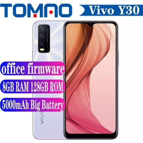 Original official Vivo Y30 Mobile Phone 8GB RAM 128GB ROM Snapdragon 460 5000mAh Battery 18W 13.0MP Triple Cameras Android 10