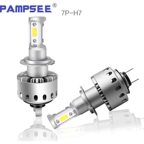 PAMPSEE 7P H4 H7 H11 LED Headlight COB Chips H1 9005 9006 90W Car Styling Auto Led Bulbs DC12-24V 6000LM IP65 6500K White