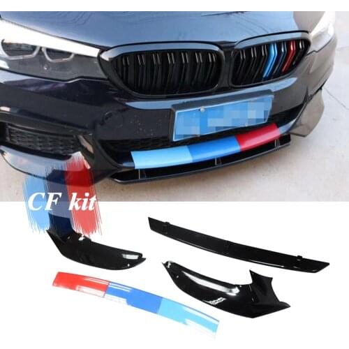 CF Kit ABS Front Lip For BMW M5 Black + M-Color M Tech Front Pieces Bumper For BMW G30 G31 Spoiler Car Styling