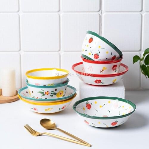 Hand Painted Underglaze Ceramic Noodle Bowl Soup Bowl Deep Bowl Vegetable Bowl Creative Household Tableware