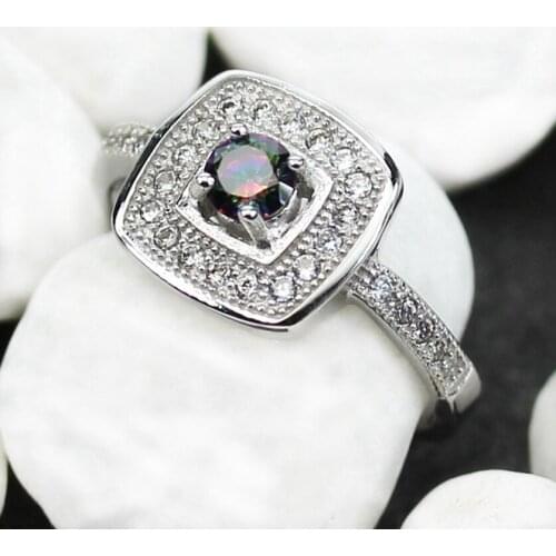 Fleure Esme Luxury Bohemia Wedding rings Jewelry for women dropshipping Rainbow Cubic Zirconia Rhodium Plated R3148 size 6 7 8 9