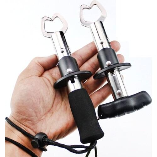 Fish Control Fish Clamp Device Lures Stainless Steel Fishing Lip Grip Holder Grabber Pliers Fishing Gear with Anti-slip Rope
