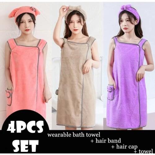 Chic Bath Towel Wearable Towels Superfine Fiber Solid Color Soft and Absorbent Cleaning Plain Towel Hotel Home Bathroom Gifts