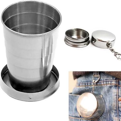 Outdoor Stainless Steel Folding Cup Travel Tool Kit Survival EDC Gear Portable Telescopic Cup Mug Portable For Camping Hiking