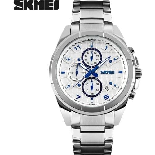 SKMEI Mens Luxury Brand Analog Quartz Watch Man 5ATM Waterproof Fashion Casual Sport Watches Men full steel Wristwatch