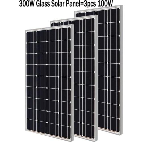 Solar Panel 300W 1000W Rigid Glass Solar Panel Kit 200W 100W 18V Monocrystalline Solar Cell 12V Battery Charge For Home System
