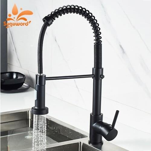 Suguword Kitchen Faucet Chrome 360 Rotation Single Sprayer Kitchen Sink Faucet Crane Hot Cold Water Mixer Tap