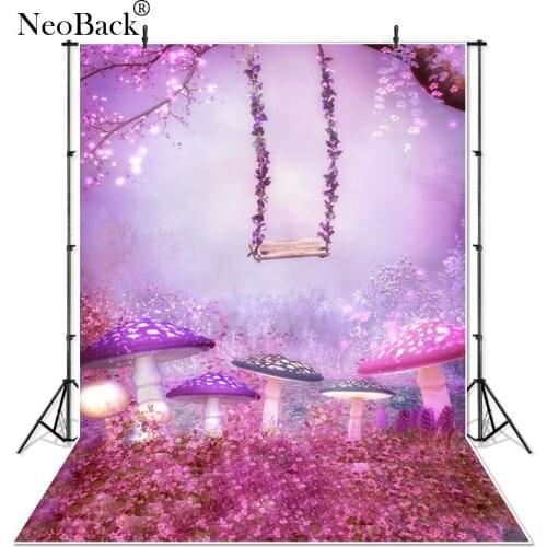 Thin Vinyl Purple Mushroom Swing Fairy tale vinyl new born Photographic backgrounds printed children kids Photo Backdrops P1322