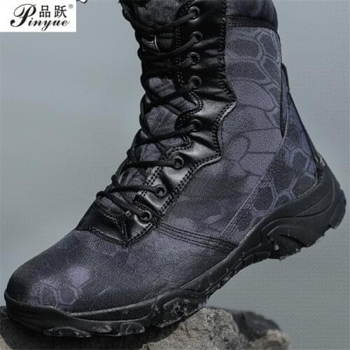 Outdoor Men Sports Hiking Boots Army Combat Boots Military Training Boots Mens Snow Boots Breathable Mountain Shoes