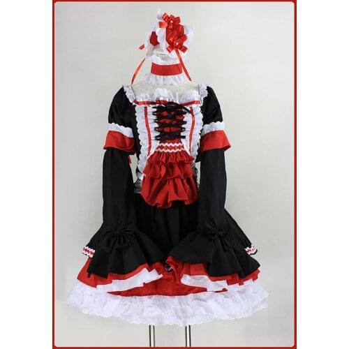 Party Japanese Style Girl Long Sleeve Lolita Dress Bowknot Lolita Cosplay Lace Dress Maid Costume Dress