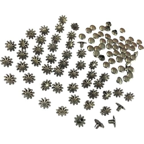 30 Sets Alloy Flower Rivets Studs Spikes Buttons for DIY Bags Shoes Decoration 8mm