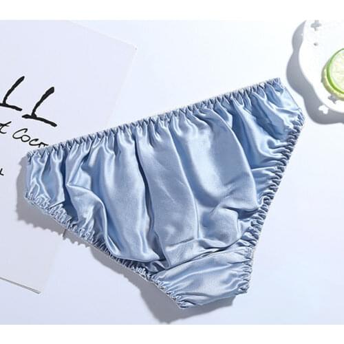 Womens 100% Mulberry Silk Panties Fashion Lace Briefs Large Size Comfortable Breathable Panties Solid Color Seamless Lingerie