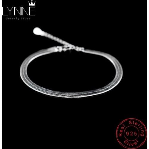 Fashion Women Elegant Flat Snake Chain Bracelet 925 Sterling Silver New Punk Rock Simple Blade Bracelets Unisex For Jewelry Gift
