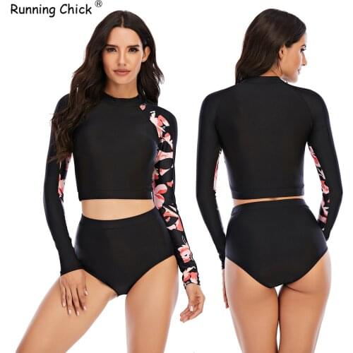 Surfwear Split Long-sleeved Womens Swimwear Sunscreen, 2 Piece Sets Womens