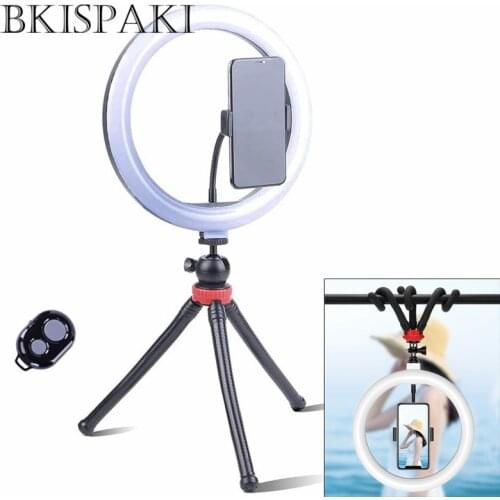 10 Inch Ring Light with Octopus Stand LED Camera Selfie Light Ringlight for iPhone 12 Tripod Phone Holder for Video Photography