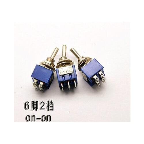 10pcs/lot Mini MTS-202 6-Pin ON-ON 6A 125V 3A250VAC Toggle Switches Good Quality