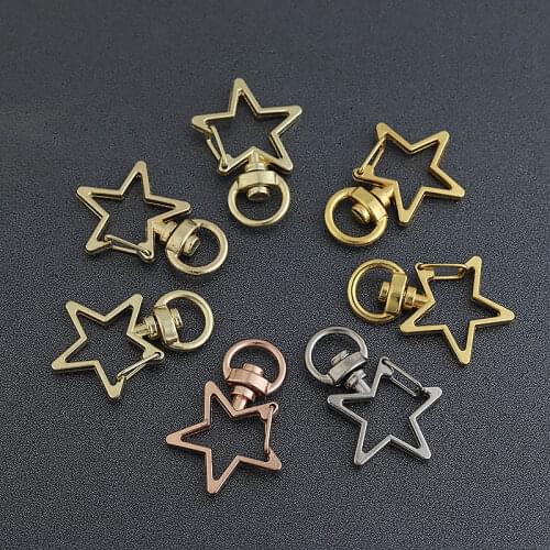 10pcs Cute Star Hollow Key Chain Key Ring keychain Star Lobster Clasp Buckle Clasp DIY Jewelry Making Keychain Jewelry Finding