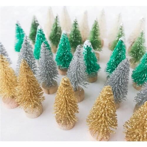12Pcs 4.5CM Mini Christmas Tree Christmas Decorations for Home DIY Frost Village House Decor Navidad New Year 2021 Kids Gift