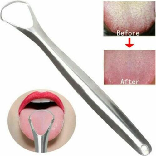 2Pcs Tongue Scraper Cleaner Tongue Remove Bad Breath Oral Fresher Stainless Steel Reusable Fresh Breath Maker