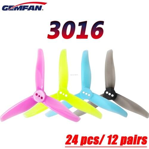 24 pcs/ 12 pairs Gemfan 3016 3inch 3-blade Propeller Props FPV 1.5mm/2mm Hole Propeller for Toothpick FPV Racing drone