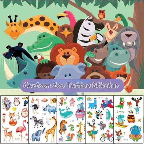 8PCS Children Tattoo Stickers New Waterproof Disposable Childrens Tattoo Stickers Cartoon Animal Tattoo Stickers Face Stickers