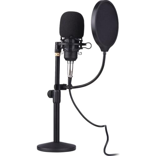 Ammoon Professional Desktop Condenser Microphone & Flat Head High Sampling Rate Monitoring Function Plug-And-Play Capacitor Mic