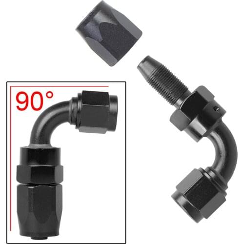 AN6 FKM Oil Fuel Swivel Hose Anoized Aluminum Straight Elbow 0 45 90 120 Degree Hose End Oil Fuel Reusable Fitting Black