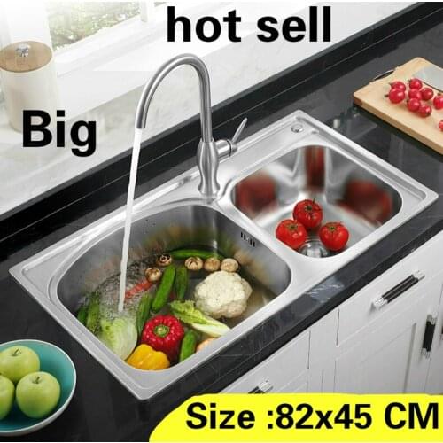 Free shipping Household Kitchen double groove sink standard 304 stainless steel standard wash the dishes 820x450 MM