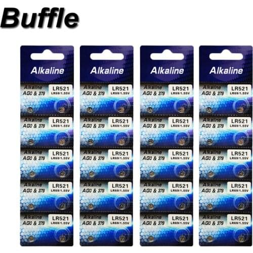 40pcs/4pack Buffle AG0 Alkaline 1.5V Button Cell Battery LR521 LR63 SR521SW D379 Watch Toys Remote Camera Batteries Drop Ship