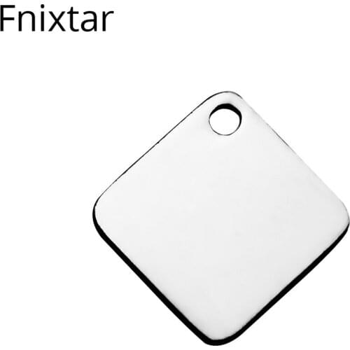 Fnixtar Never Fade 10mm 316L Stainless Steel DIY Metal Charms Pendant Square Shape Charms Polishing Jewelry Making 20pcs/lot