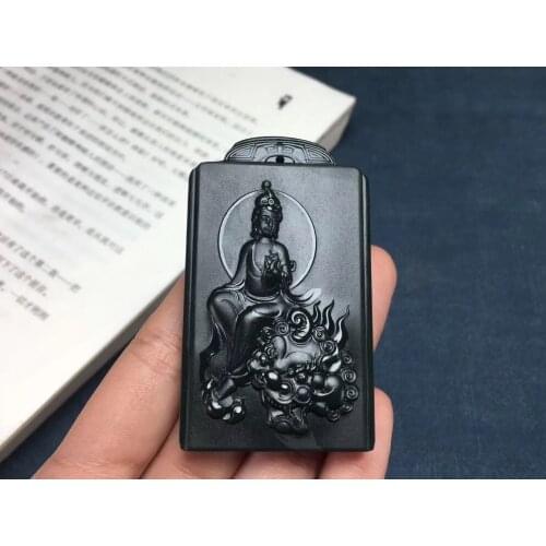 Hetian jade blue jade first grade fine material Manjusri Bodhisattva pendant hp341