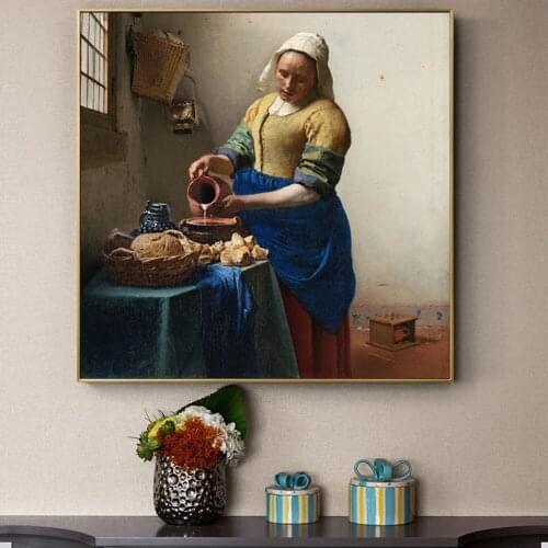 Johannes Het Melkmeisje Wall Posters And Prints European Famous Canvas Paintings Reproductions For Living Room Decor
