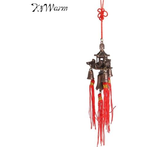 KiWarm Retro Roof Bell Buddhism Hanging Wind Chimes Temple Lucky Feng Shui Chinese Knot Blessing Good Luck Home Decor Symbolism