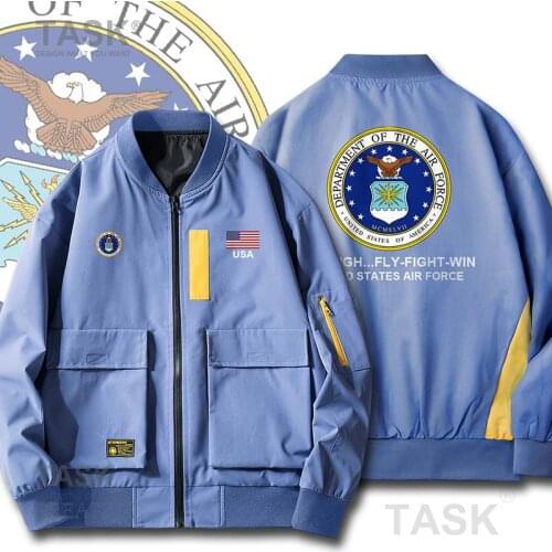 Military Army Jackets Air Force America Air Force United States of America USAF USA Men Flight Pilot Coat Bomber Zipper Jackets