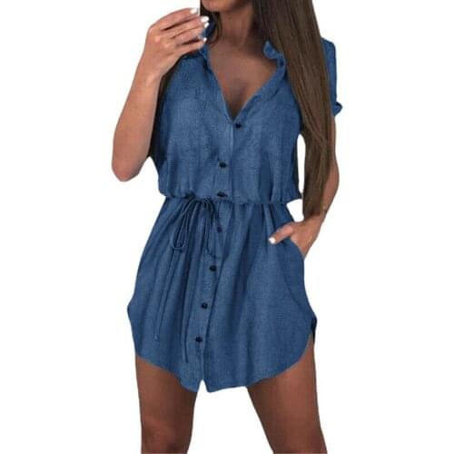 Summer Dress Women Fashion Solid Color Short Sleeve V Neck Dress Casual Beach Dress Female Mini Dresses Vestidos
