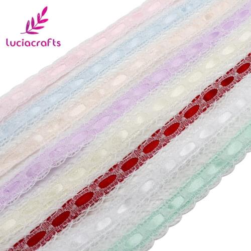 Lucia crafts Multi colors options 10mm Polyester soft lace ribbon Embroidered Ribbon DIY Handmade Craft P0509