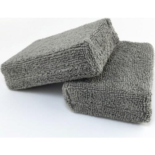 Lucullan 10 PCS Grey Premium Polishing Sponges Rectangular Microfiber Wax Applicator and Cleaning Pads for Car Care