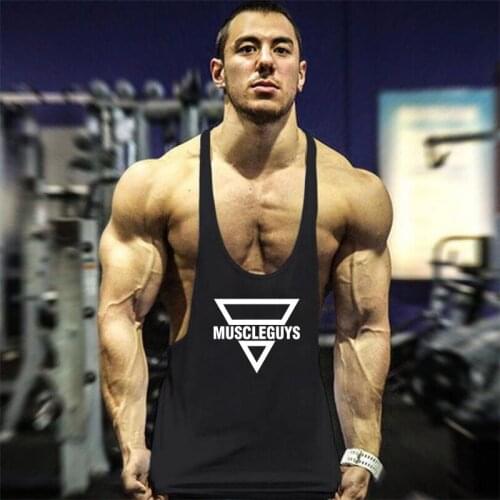 Muscle guys Vest Bodybuilding Clothing Fitness Stringer Gyms Tank Top Men Sleeveless Shirt Weightlifting Singlets