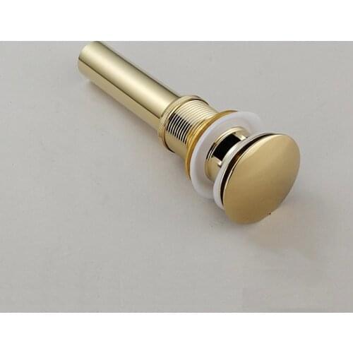 Gold Plating Copper Bathroom Lavatory Vanity Vessel Sink Drains, Pop Up Drain Stopper, Flip-Top, Drains Pipe