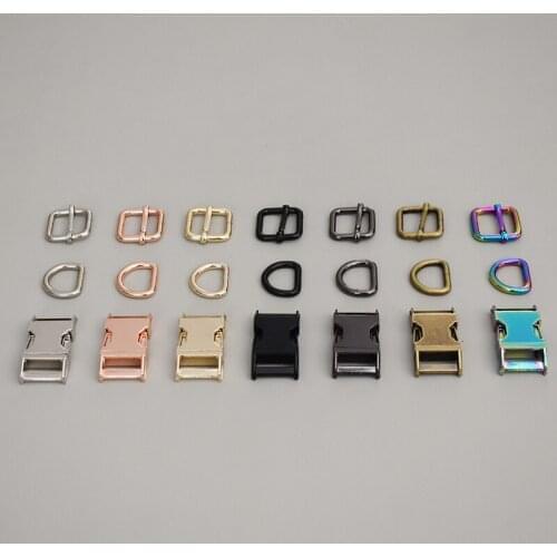100 set 20mm metal buckle+adjust buckle+D ring/set 3-piece webbing metal slider DIY pet collar strap bag belt accessory