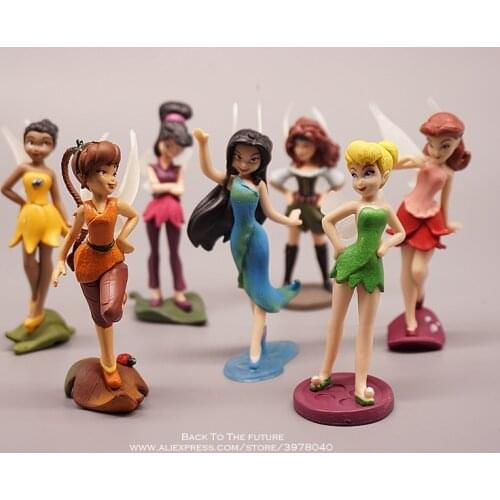 Disney Tinker Bell Princess Cartoon 10cm 7pcs/set mini doll Action Figure Anime Mini Collection Figurine Toy model for children