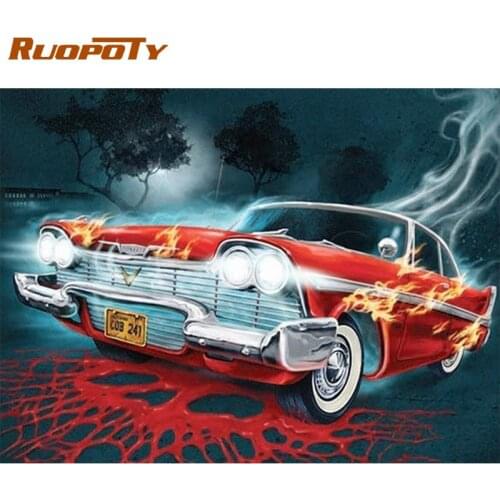 RUOPOTY Rose Racing Car Landscape Painting By Numbers For Adults Paints Kits For Modern Home Wall Artcraft Living Room Decor