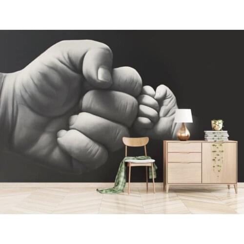 Wall paper livingrooms 3d Hand painted black and white fist 3d wall murals wallpaper Background wall decorative painting
