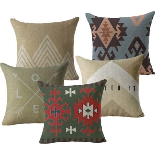 Geometric Moroccan Style Cushion Cover Cotton and Hemp Arrow Letter Home Sofa Decorative Pillow Cover 45x45cm Pillow Holder