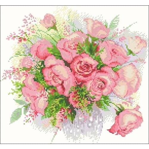 100% egypt cotton threads Genuine Product Egypt Long-staple Cotton Self-Made No Needle Kit riolis 1335 Pink Rose Vase