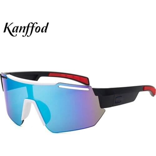 Kanffod New Colorful Outdoor Riding Sunglasses Men Brand Design One Piece Big Oversized Blue Mirror Lens Safety Sun Glass UV400