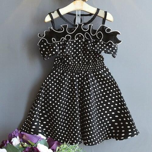 Girls Dresses 2020 Summer New Childrens Clothing Girls Round Neck Strapless Wave Mesh Stitching Wooden Ear Dress