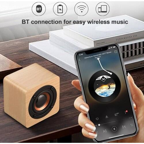 Q1 Bluetooth Speaker Mini Portable Wooden Subwoofer for Smartphone Tablet Laptop Wireless Bluetooth Speaker for Mobile Phone